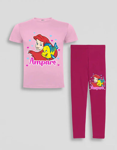 Polera Y Calza La Sirenita Arie Conjunto Niñas Personalizado