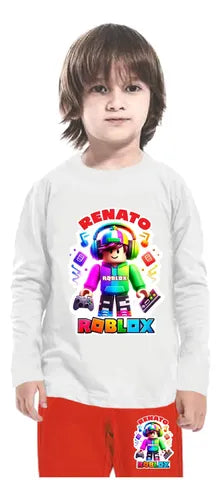 Pijama Largo Roblox D1 Niños Algodón Personalizado