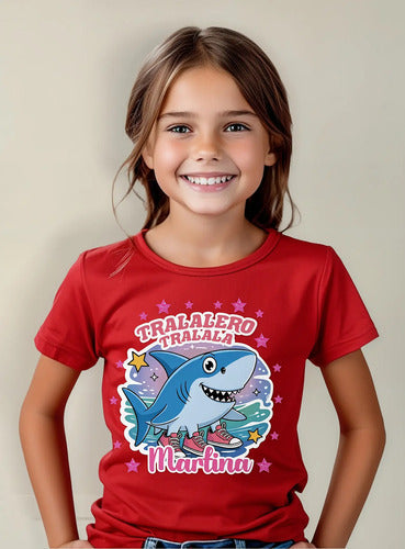 Polera Tralalero Tralala Niñas Personalizada Algodón 100%