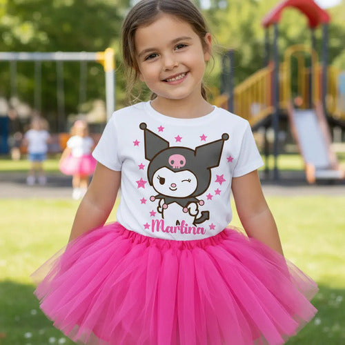 Disfraz Vestido Kuromi D2 Personalizado Polera + Tutú Niñas  Detalles Glitter