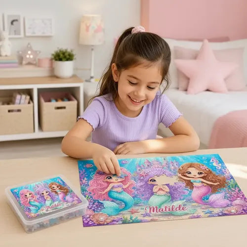 Puzzle Rompecabezas Personalizado Sirenas Kawai Nombre