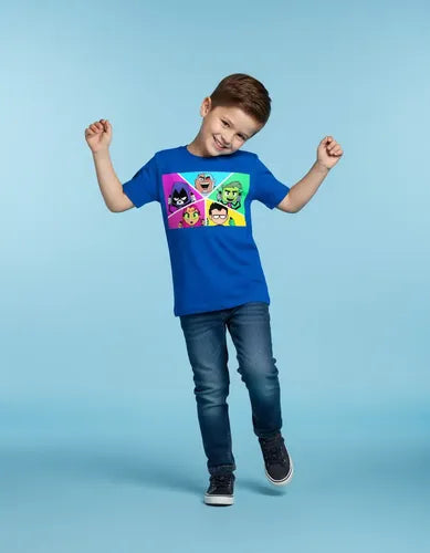 Polera Color Algodón 100% Niños Jovenes Titanes Cuadrado