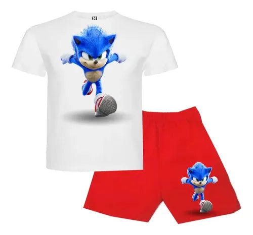 Pijama Corto Niños Algodon Sonic Corriendo