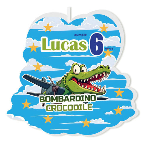 Vela De Cumpleaños Bombardino Cocodrilo Personalizada Niños