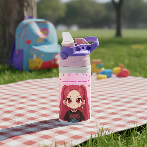 Botella Agua Mira Huntrix Guerreras K Pop Personalizada Rosa