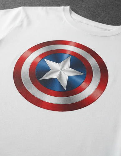 Camiseta Polar Manga Larga Polera Niño Capitan America Escud