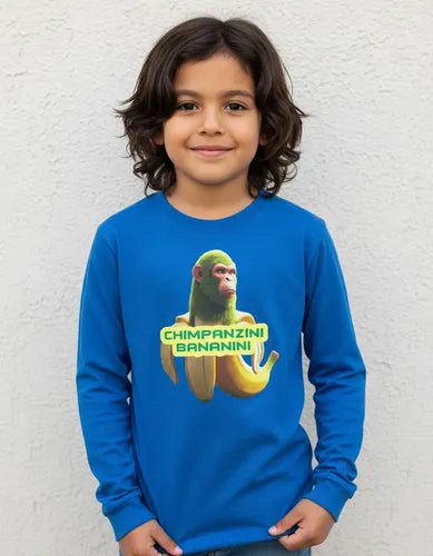 Polera Manga Larga Algodón Niños Chimpanzini Bananini