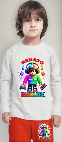 Pijama Largo Roblox D1 Niños Algodón Personalizado