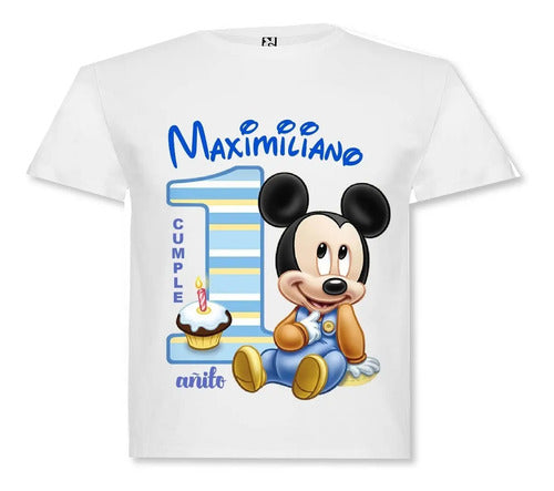 Polera Mickey Bebe Cumpleaños Personalizada Niños 100algodón