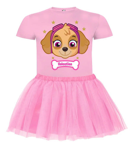 Traje Conjunto Disfraz Skye Paw Patrol Niñas Personalizado