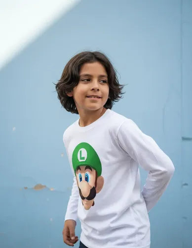 Camiseta Polar Manga Larga Polera Niño Luigi Bros