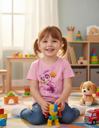 Polera Color Algodón 100% Niñas Skye Mighty Paw Patrol