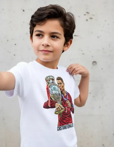 Polera Color Algodón 100% Niños Cristiano Ronaldo Cr7 Copa
