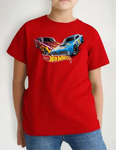 Polera Color Algodón 100% Niños Autos Hot Wheels