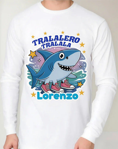 Polera Tralalero Tralala Personalizada Niños Manga Larga