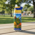 Botella De Agua Para Niños Personalizada Dinosaurios Niños Blanco