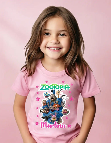 Polera Zootopia Personalizada Niñas Algodón