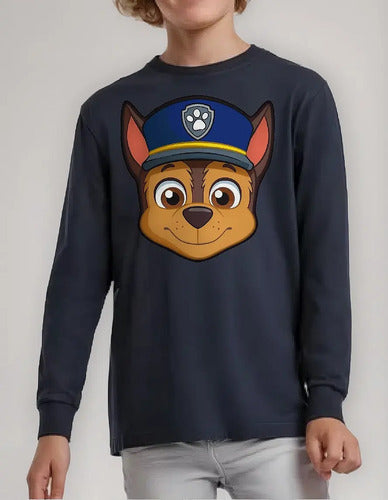 Polera Manga Larga Algodón Niños Chase Paw Patrol