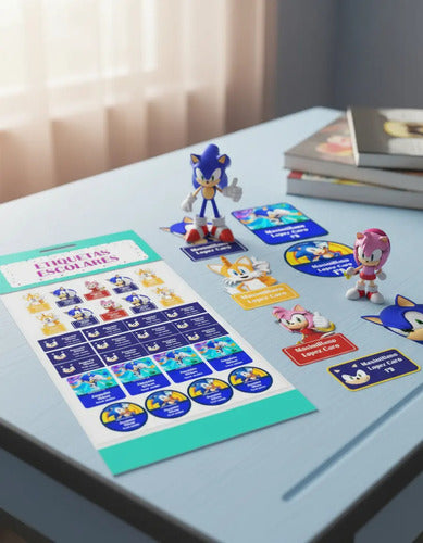 Etiquetas Escolares Personalizadas Utiles Y Ropa Sonic Azul Todas