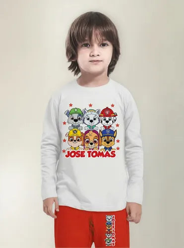 Pijama Largo Paw Patrol Niño Personalizado Algodón