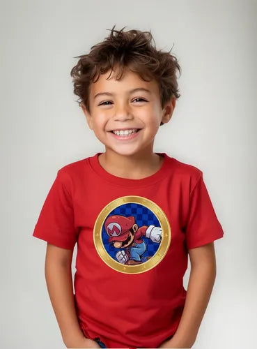 Polera Color Algodón 100% Niños Mario