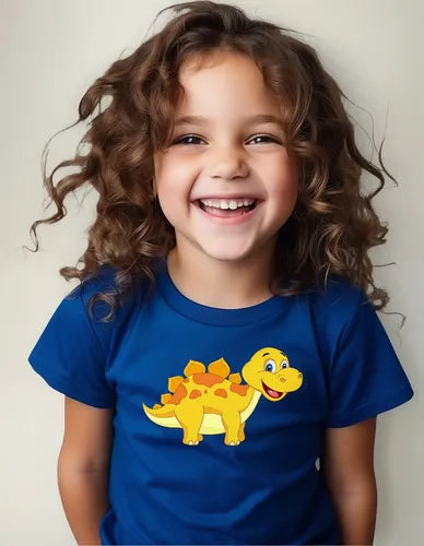 Polera Color Algodón 100% Niñas Niños Dinosaurio Stego Bb
