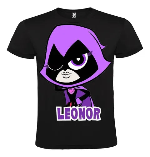 Polera Raven Jóvenes Titanes Personalizada Niños 100% Algodó