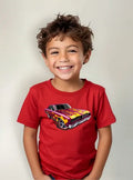 Polera Color Algodón 100% Niños Auto Rojo Clásico Hot