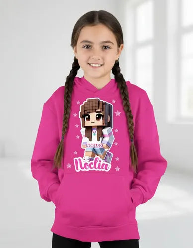 Polerón Canguro Roblox Niñas Personalizado D4
