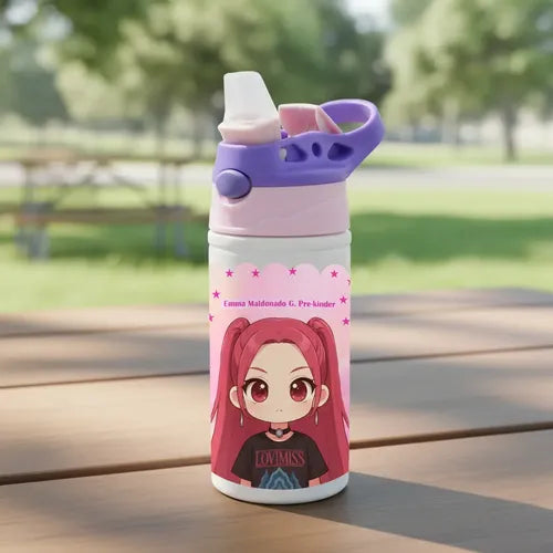 Botella Agua Mira Huntrix Guerreras K Pop Personalizada Rosa