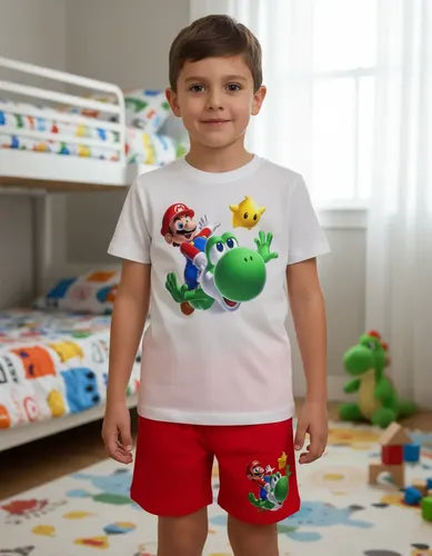 Pijama Corto Niños Algodon Mario Bros Estrella