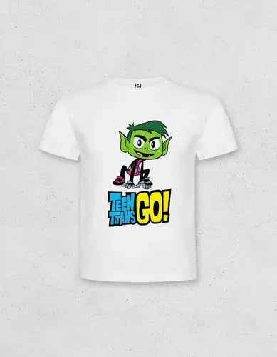 Polera Blanca Algodón 100% Niños Jovenes Titanes Chico Besti