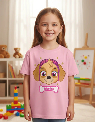 Polera Skye Paw Patrol Personalizada Niñas Algodón 100%