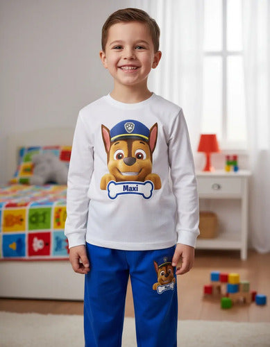 Pijama Largo Paw Patrol Niños Personalizado Algodón 2