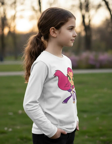 Camiseta Polar Manga Larga Polera Niñas Starfire Titanes