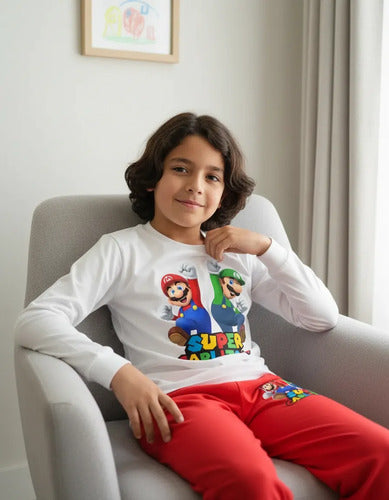 Pijama Largo Mario Bros - Luigi  Personalizado 100% Algodón