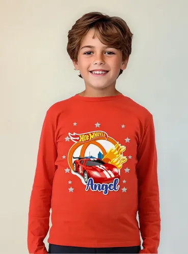 Polera Hot Wheels Personalizada  Manga Larga 100% Algodon