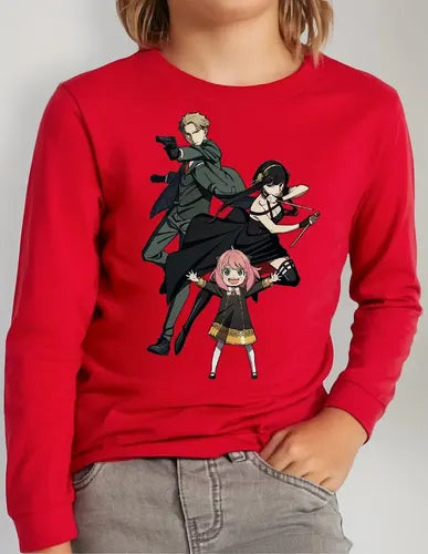 Polera Manga Larga Algodón Niñas Anya Spy X Family Familia