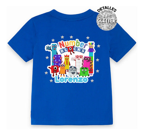 Polera Number Blocks Personalizada Niños Algodón100%