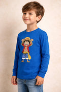 Polera Manga Larga Algodón Niños Luffy One Piece