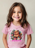 Polera Capibara Flores Niñas Algodón 100% Personalizada