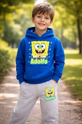 Buzo Bob Esponja Pantalon Personalizado Niños Poleron