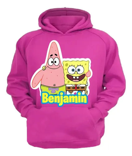 Polerón Bob Esponja Y Patricio Personalizado Niños Y Niñas