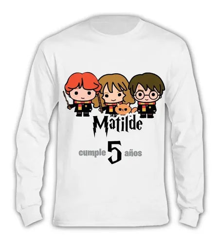 Polera Larga Harry Potter Cumpleaños Personalizada Niños