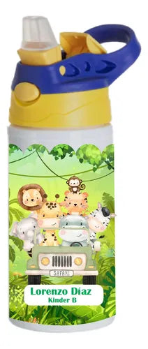 Botella Agua Colegio Animales Safari Personalizada