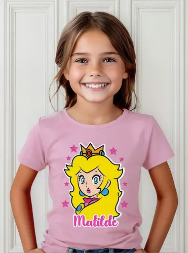 Polera Princesa Peach Niñas Algodón 100% Personalizada