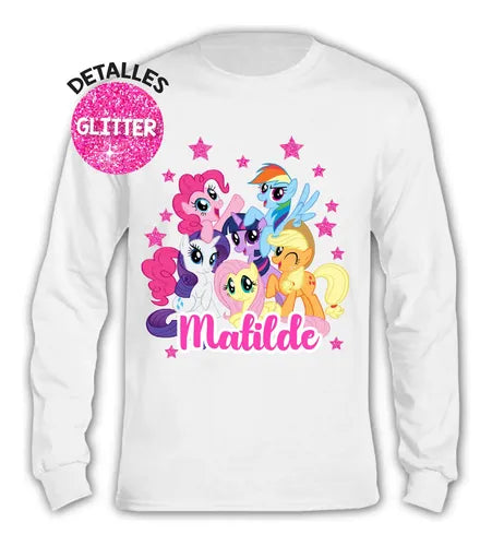 Polera My Little Pony Personalizada Niña Manga Larga