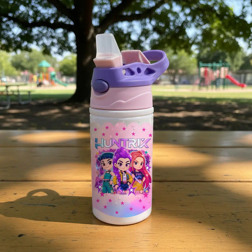 Botella Agua Huntrix Demon Hunters K Pop Blanco