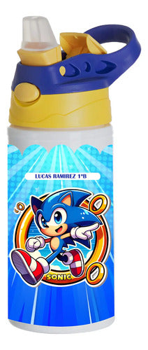 Botella Agua Colegio Sonic Personalizada Niños D1