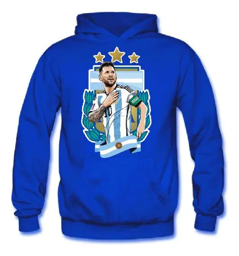 Polerón Canguro Algodón Niños Messi Argentina Campeón